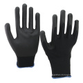 NMSAFETY 13 gauge black nylon liner coated black foam pvc on palm anti slip safety working gloves